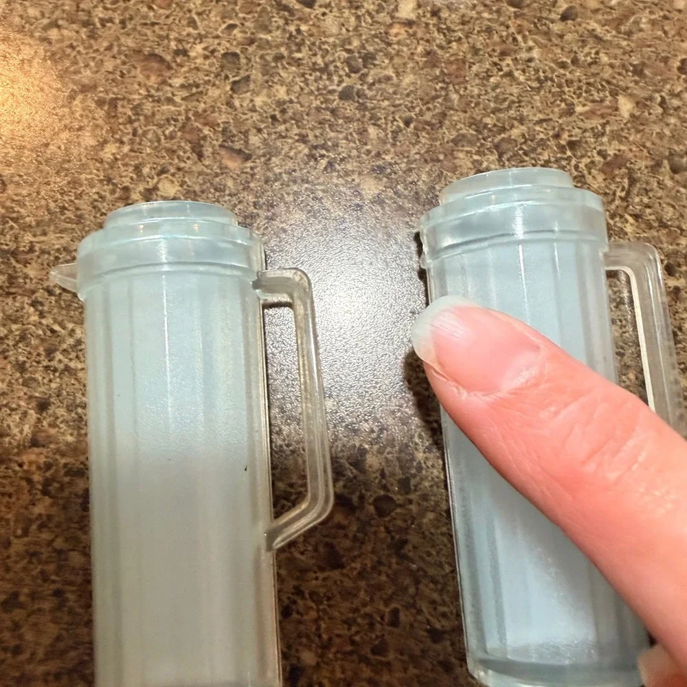 Vintage Tupperware Miniature Pitcher Refrigerator Magnets Set of 2 Light Blue